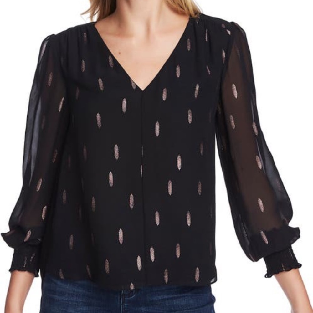 1.STATE Foil print chiffon blouse size Large
